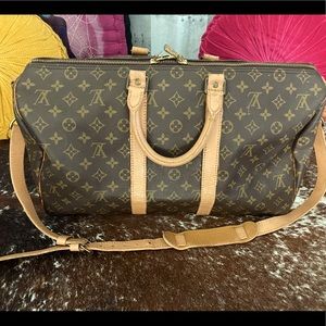 Authentic Louis Vuitton Keepall Bandouliere 45 LV Purse Weekender Travel Gym Bag